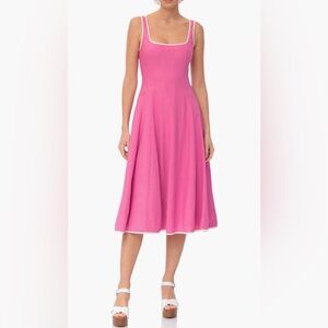 Avec Les Filles Vibrant Pink Midi Dress
